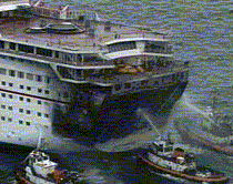 Cruise ship on fire.